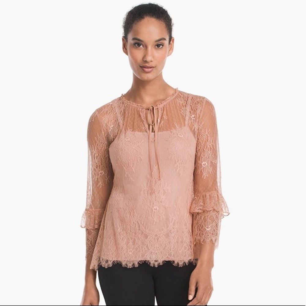 Long-Sleeve Lace Ruffle Tunic - Picture 4 of 4
